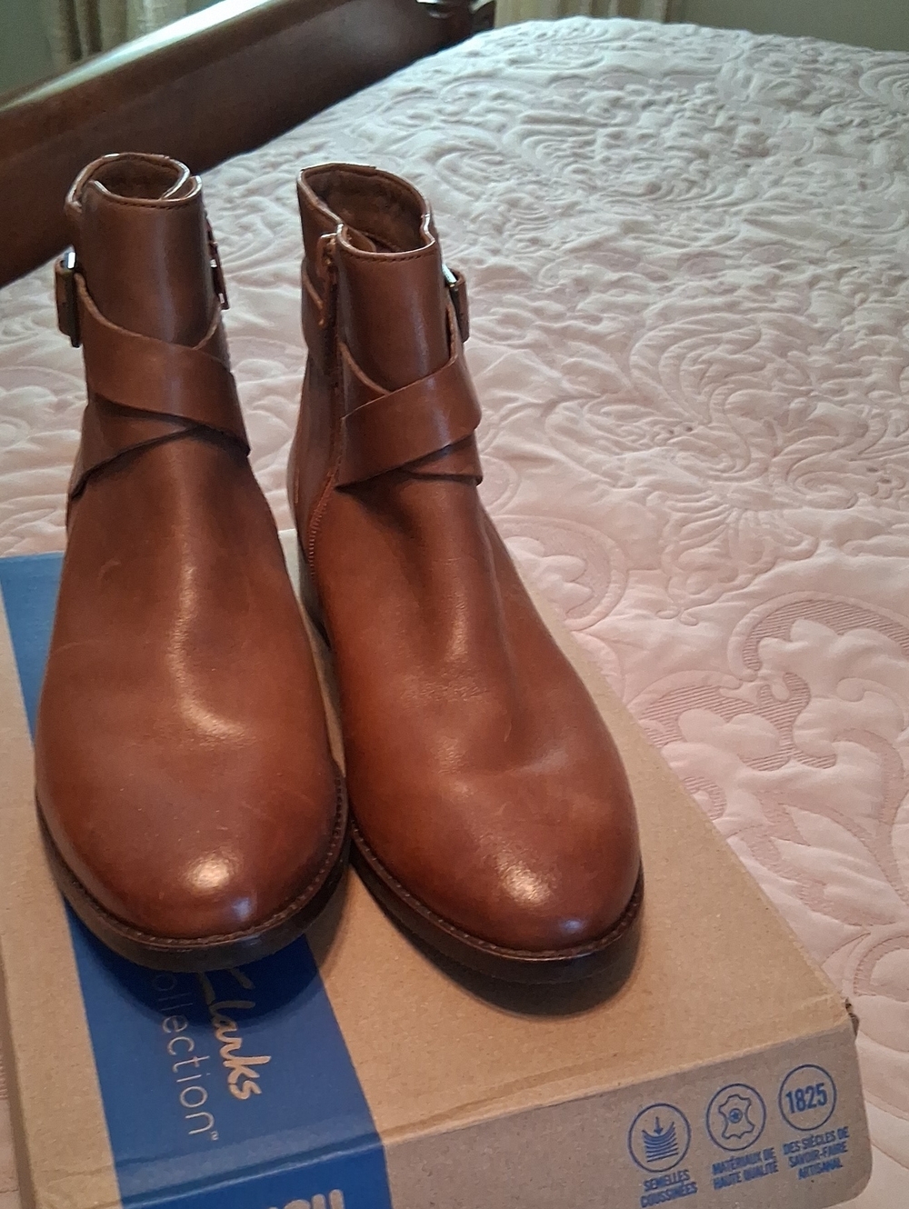 Clarks Womens Brown Leather Ankle Boots